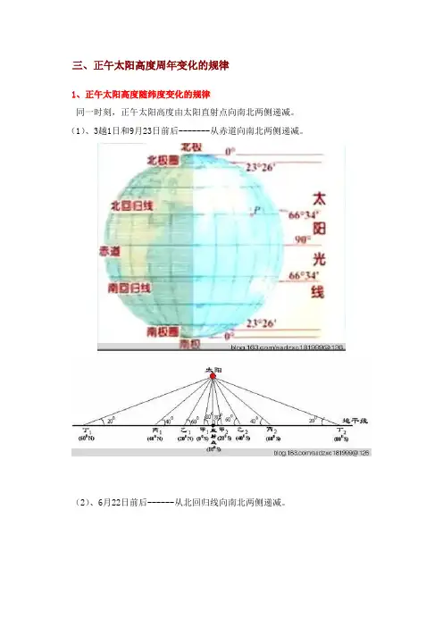 正午太阳高度变化