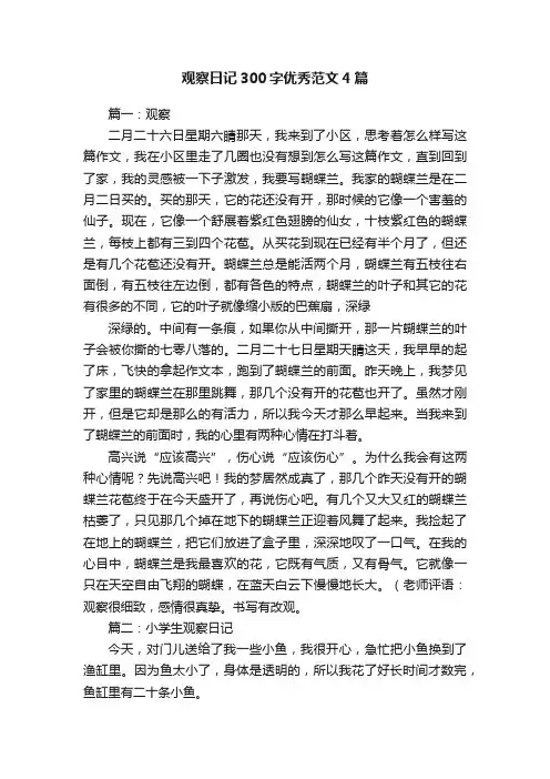 观察日记300字优秀范文4篇