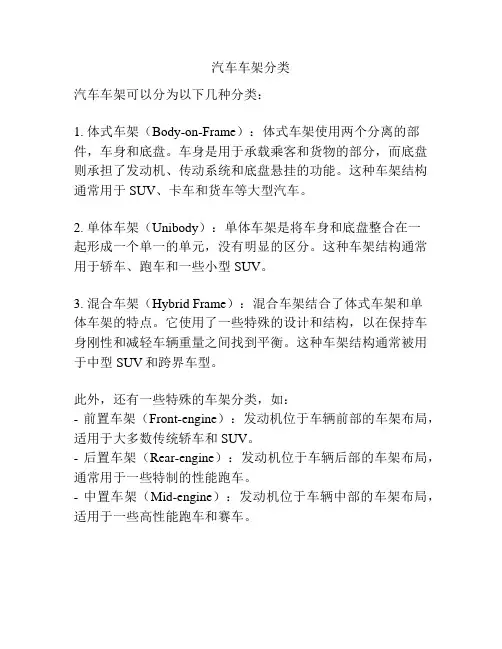 汽车车架分类