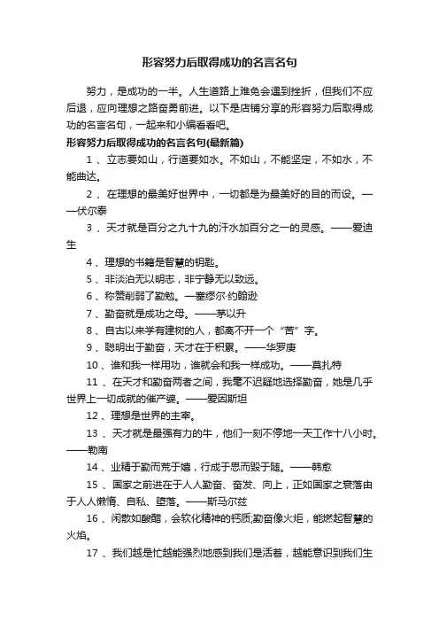形容努力后取得成功的名言名句
