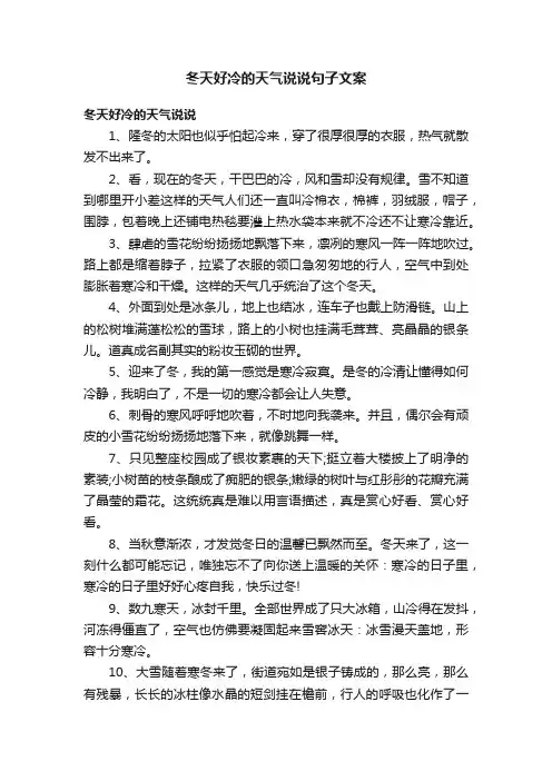 冬天好冷的天气说说句子文案
