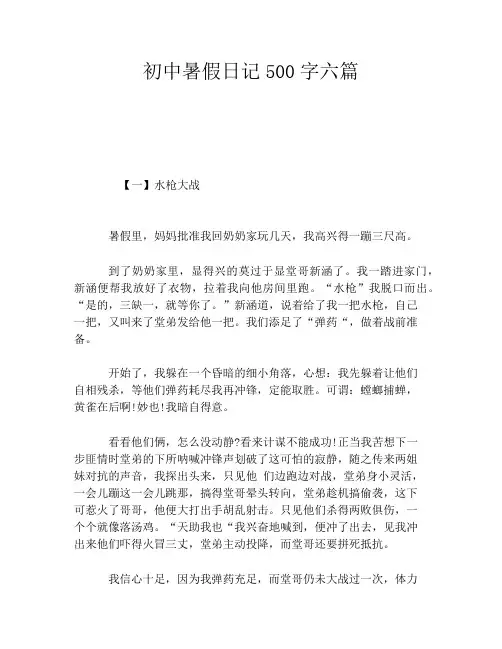 初中暑假日记500字六篇