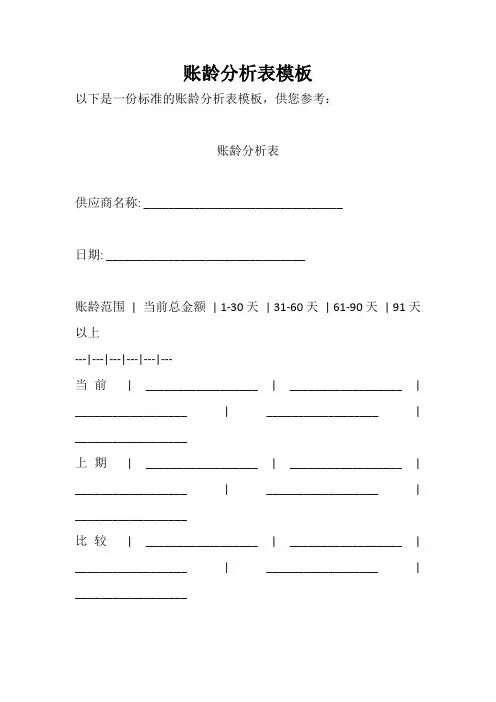 账龄分析表模板