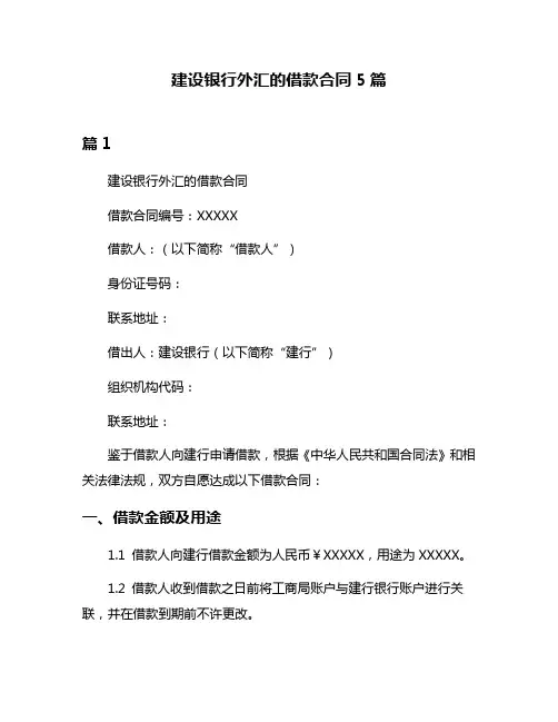 建设银行外汇的借款合同5篇
