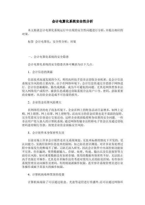 会计电算化系统安全性分析