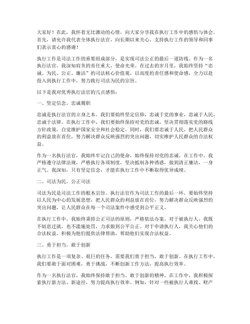 优秀执行法官感言