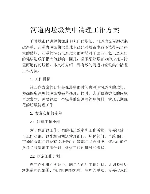 河道内垃圾集中清理工作方案