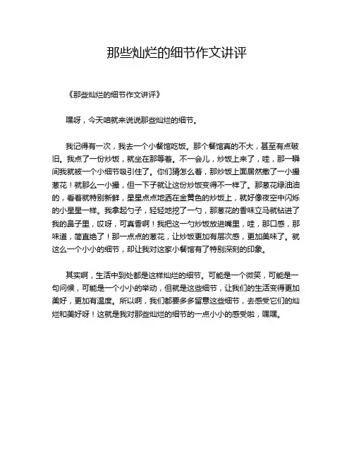 那些灿烂的细节作文讲评