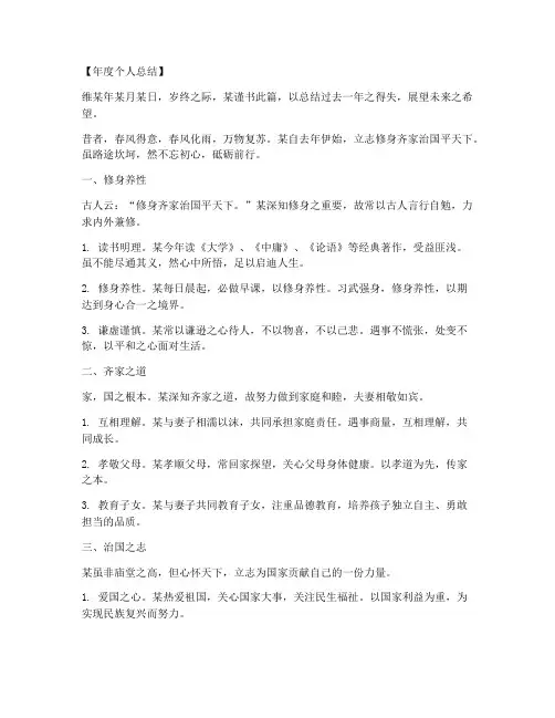 年度个人总结文言文