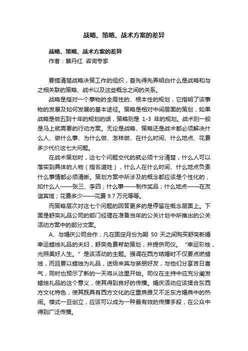 战略、策略、战术方案的差异