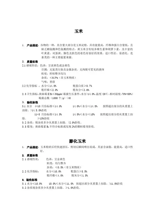 最新实用饲料原料验收标准.