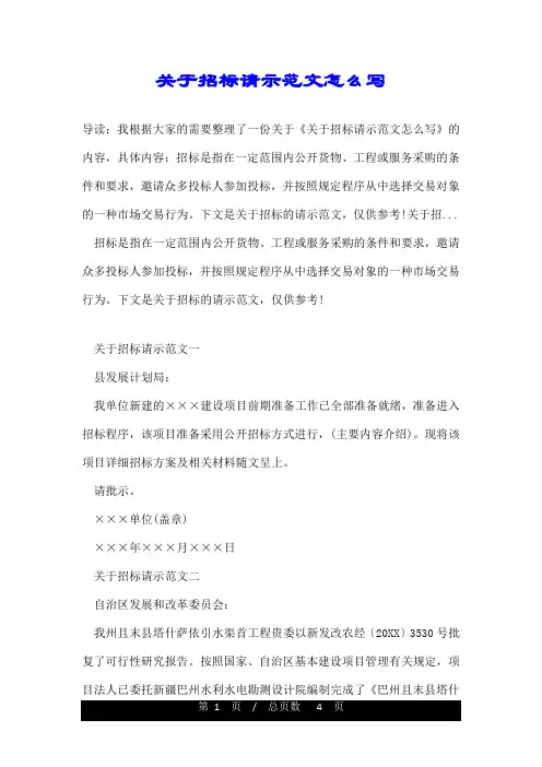关于招标请示范文怎么写