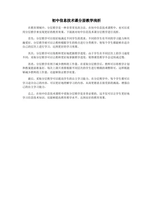 初中信息技术课分层教学浅析