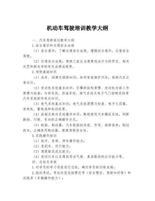 机动车驾驶培训教学大纲