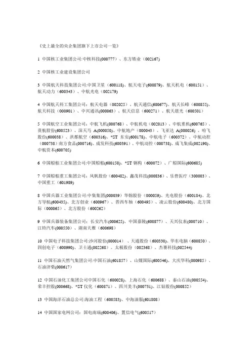 最全的央企集团旗下上市公司一览【模板范本】