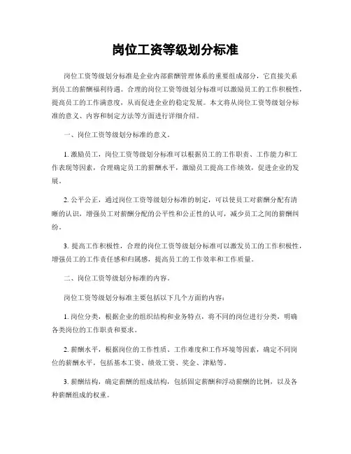 岗位工资等级划分标准