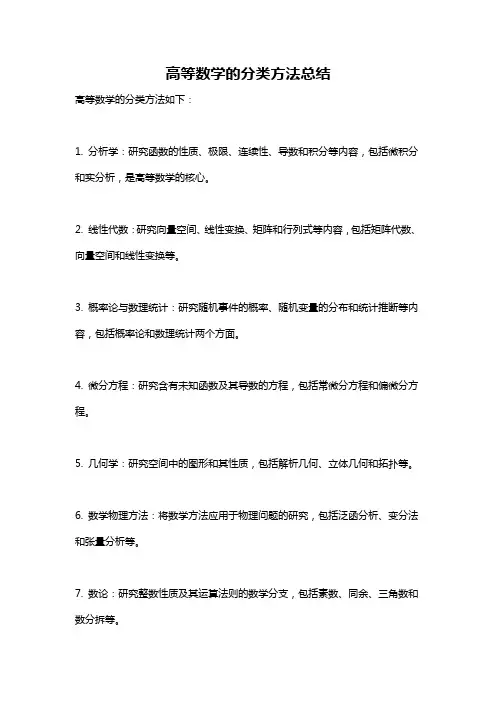 高等数学的分类方法总结