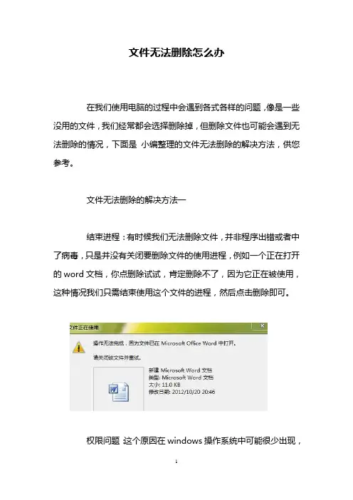 文件无法删除怎么办