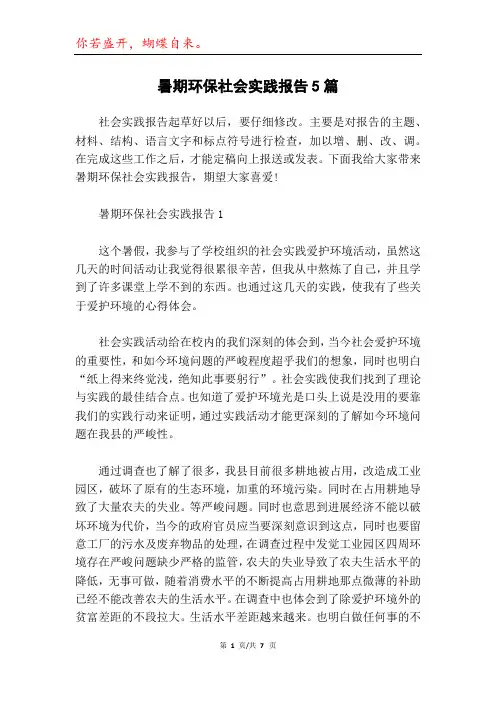 暑期环保社会实践报告5篇