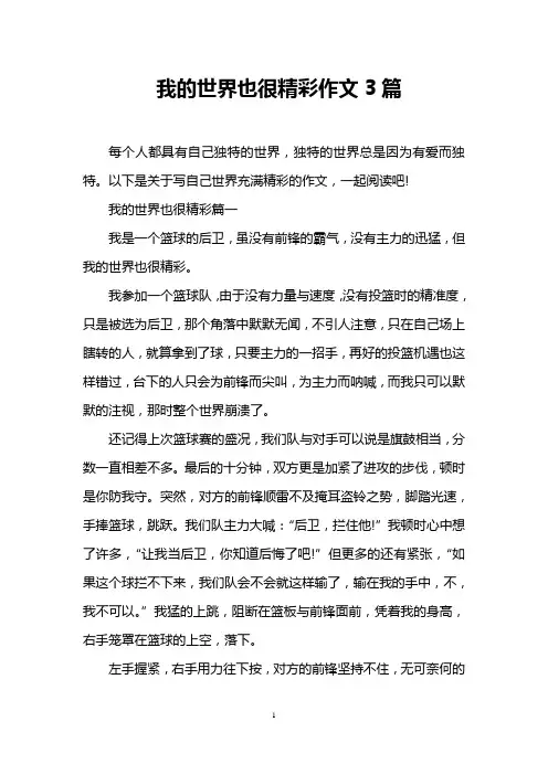 我的世界也很精彩作文3篇