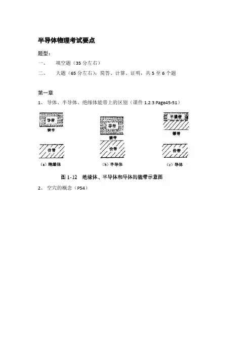 半导体物理考试要点