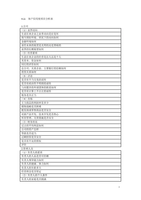 客户信用度方案分析表