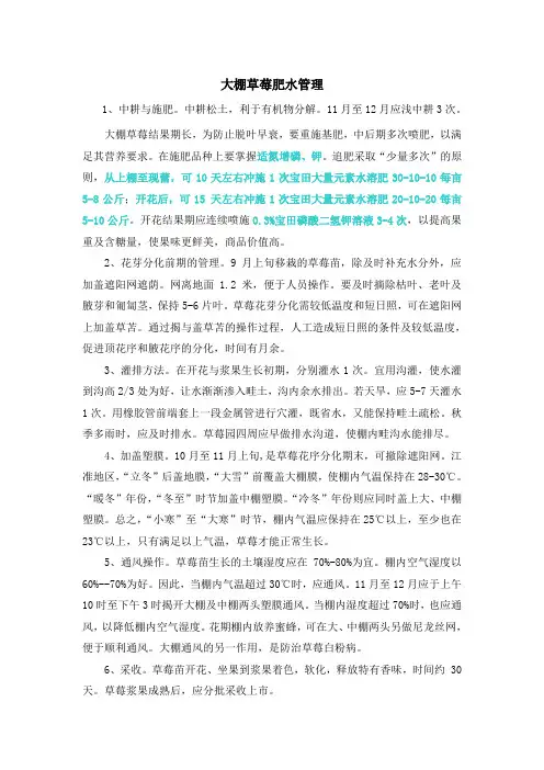 大棚草莓肥水管理