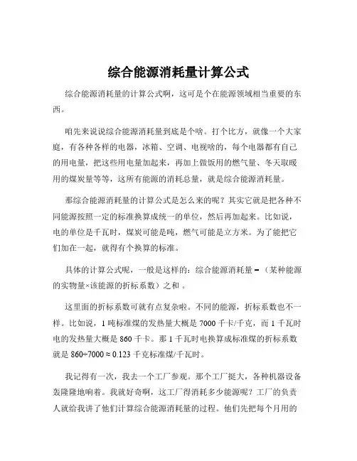 综合能源消耗量计算公式