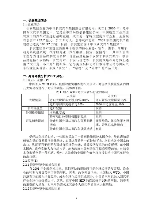 长安集团内外部环境分析