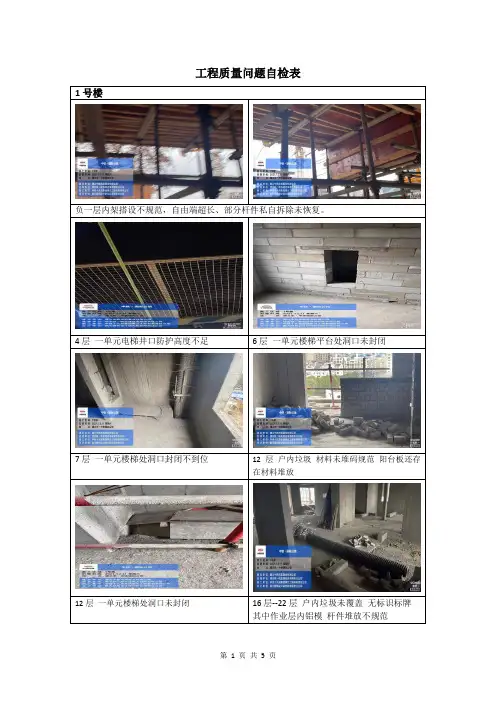 工程质量问题自检表
