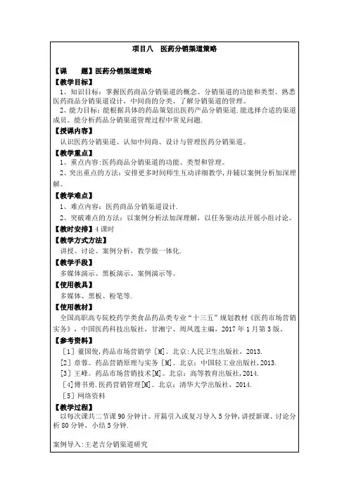 项目八  医药分销渠道策略