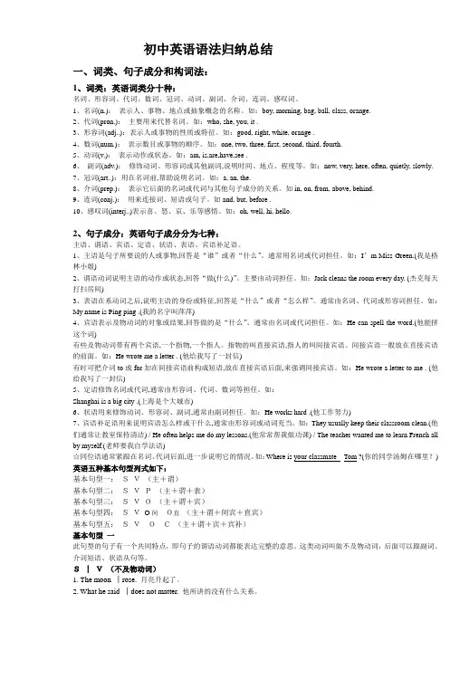 初中英语语法归纳总结