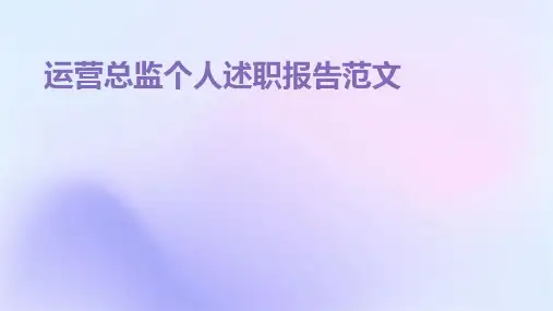 运营总监个人述职报告范文PPT