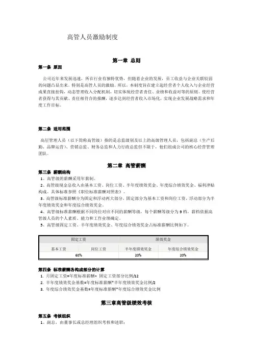 高管人员激励制度