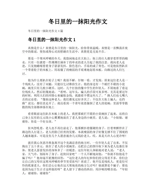 冬日里的一抹阳光作文
