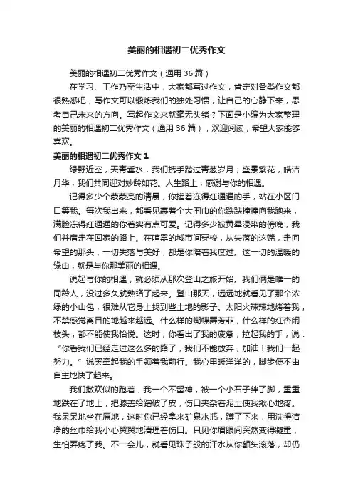 美丽的相遇初二优秀作文