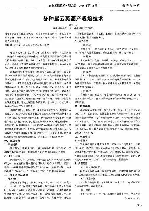 冬种紫云英高产栽培技术