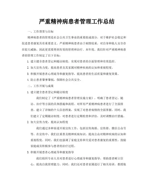 严重精神病患者管理工作总结