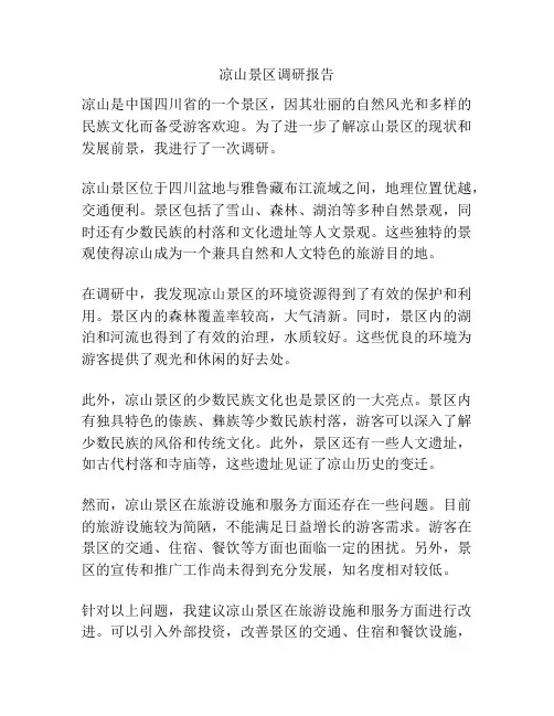 凉山景区调研报告
