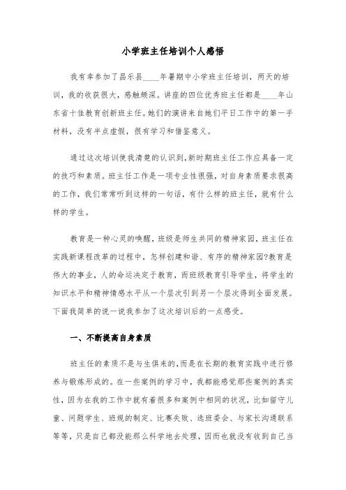 小学班主任培训个人感悟(六篇)