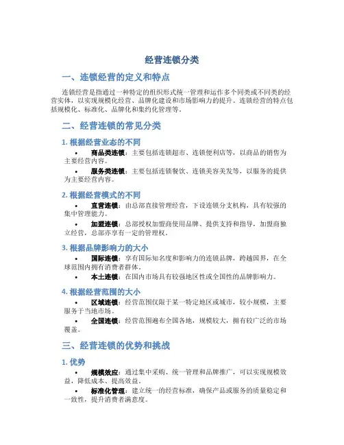 经营连锁分类