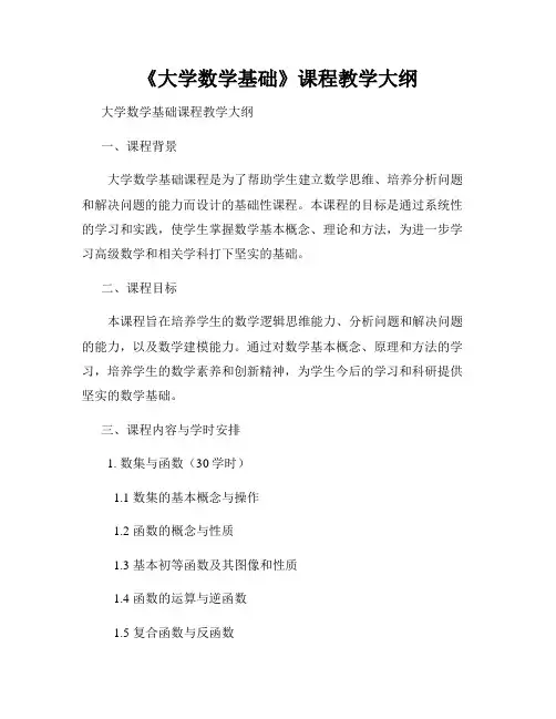 《大学数学基础》课程教学大纲