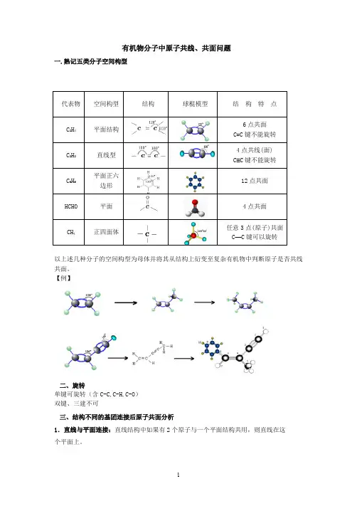 有机物分子中原子共线、共面问题(带答案)