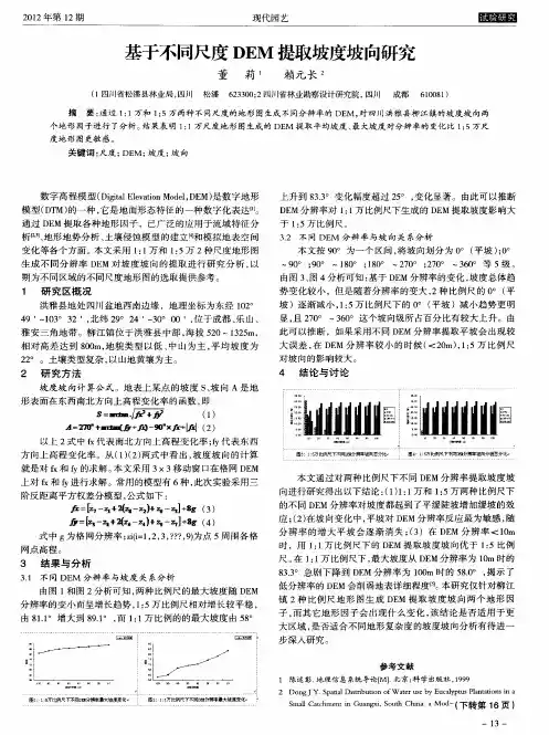 基于不同尺度DEM提取坡度坡向研究