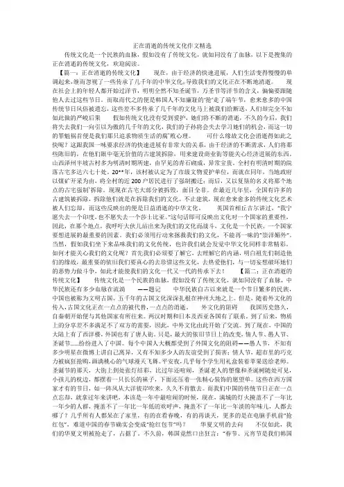正在消逝的传统文化作文精选