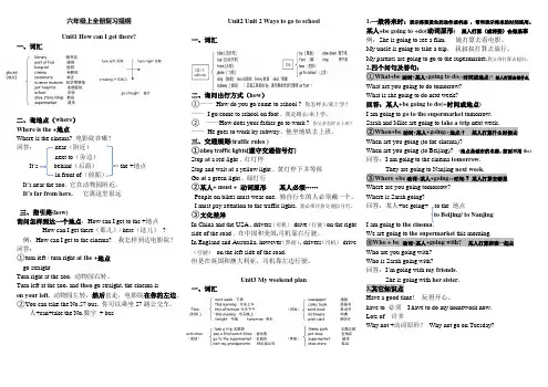 人教版六年级英语上册1-6单元知识点总结(A3)