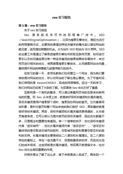 seo实习报告