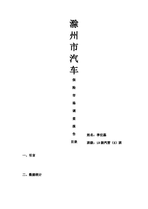汽车保险市场调查报告