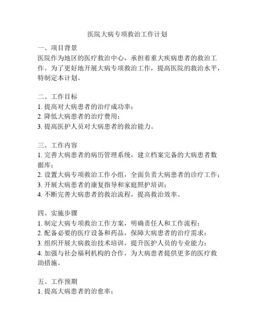 医院大病专项救治工作计划