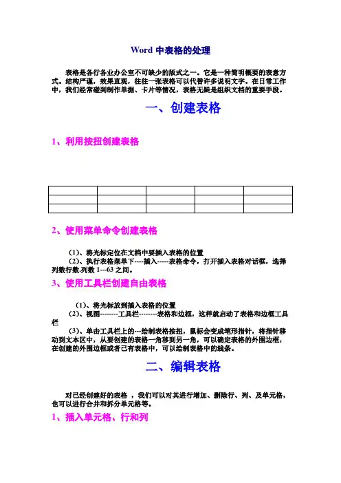 Word表格操作教程